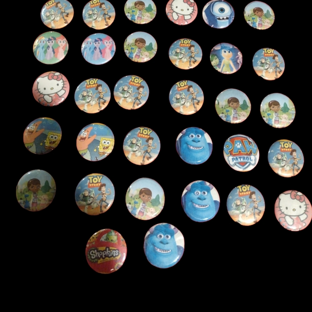 Thirty-two Cartoon Themed One Inch Buttons - Picture 2 of 10